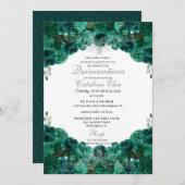 Invitation Emerald Green Floral Sweet 15 Quinceanera (Devant / Derrière)