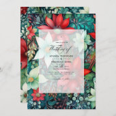 Invitation Emerald Green, Garnet Red et Snowy White Mariage (Devant / Derrière)