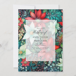 Invitation Emerald Green, Garnet Red et Snowy White Mariage