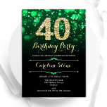 Invitation Emerald Green Gold 40e anniversaire<br><div class="desc">40e anniversaire invitation de fête. Elégant design vert émeraude et noir avec faux or parties scintillant. Dispose de diamants élégants, lumières de livres et police de script. Hommes ou femmes anniversaire invitation. Idéal pour une fête d'anniversaire pour adultes. Personnalisez avec vos propres détails. Message-moi si vous avez besoin d'une personnalisation...</div>