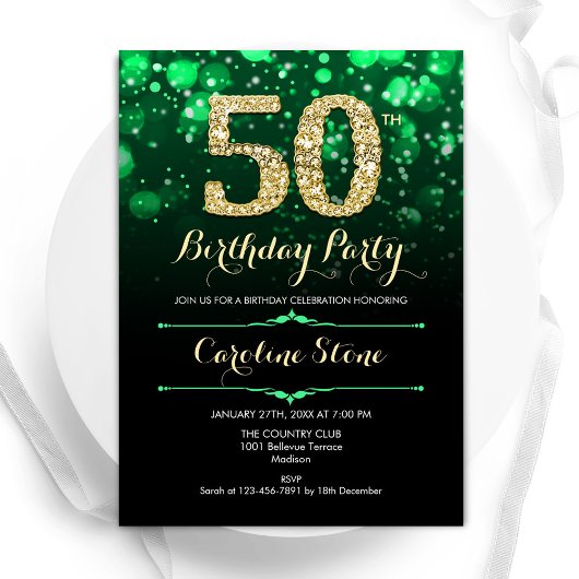 Invitation Emerald Green Gold 50e anniversaire