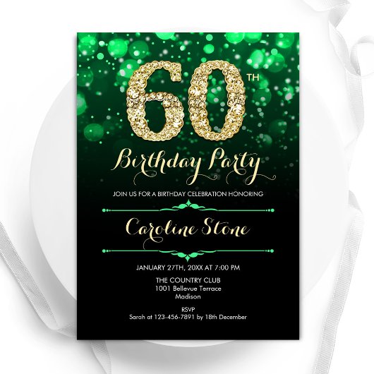 Invitation Emerald Green Gold 60e anniversaire