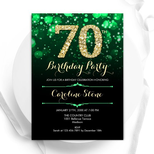 Invitation Emerald Green Gold 70e anniversaire