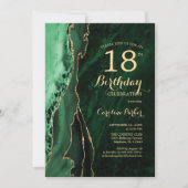 Invitation Emerald Green Gold Agate 18e anniversaire (Devant)