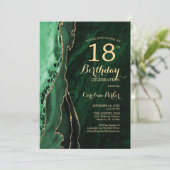 Invitation Emerald Green Gold Agate 18e anniversaire (Debout devant)