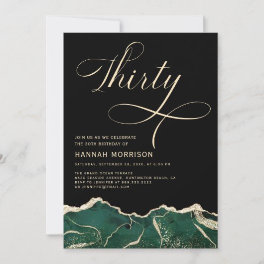 Invitation Emerald Green Gold Agate 30e Quarante Anniversaire (Devant)