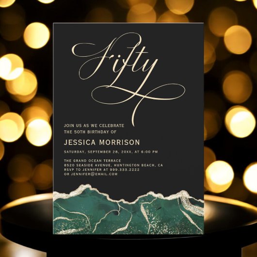 Invitation Emerald Green Gold Agate 50e Cinquante Anniversair