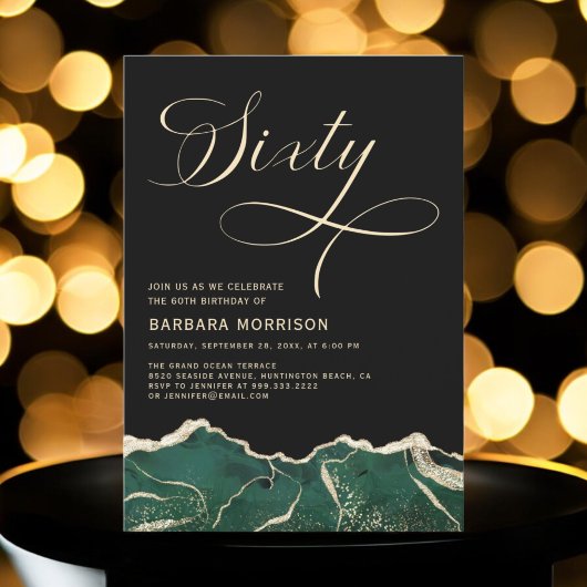 Invitation Emerald Green Gold Agate 60e Soixante Anniversaire
