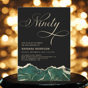 Invitation Emerald Green Gold Agate 90e 90e anniversaire
