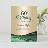 Invitation Emerald Green Gold Agate Marbre 60e anniversaire (Debout devant)