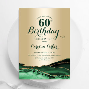 Invitation Emerald Green Gold Agate Marbre 60e anniversaire