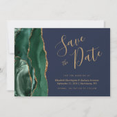 Invitation Emerald Green Gold Agate Marine Blue Enregistrer l (Devant)