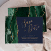 Invitation Emerald Green Gold Agate Marine Blue Enregistrer l