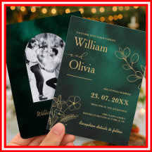 Emerald Green & Gold Botanical Photo Wedding