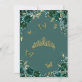 Invitation Emerald Green & Gold Butterfly Floral Quinceanera (Dos)