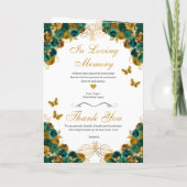Invitation Emerald Green & Gold Butterfly Quinceanera Program (Dos)