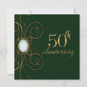 Invitation Emerald Green & Gold Diamond 50 50e anniversaire (Dos)