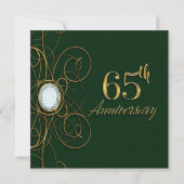 Invitation Emerald Green & Gold Diamond 65 65e anniversaire (Dos)