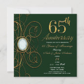 Invitation Emerald Green & Gold Diamond 65 65e anniversaire (Devant)