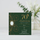 Invitation Emerald Green & Gold Diamond 70 70e anniversaire (Debout devant)