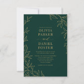 Invitation Emerald Green Gold Elegant QR Code Mariage (Devant)