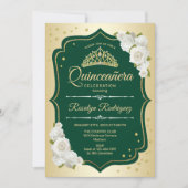 Invitation Emerald Green Gold Elegant Quinceanera (Devant)