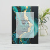 Invitation Emerald Green, Gold et Black Ink Mariage (Debout devant)
