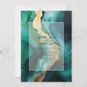 Invitation Emerald Green, Gold et Black Ink Mariage