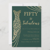 Invitation Emerald Green & Gold Fifty & Fab 50e anniversaire (Devant)