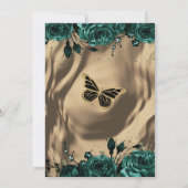Invitation Emerald Green Gold Floral Butterfly Quinceañera (Dos)