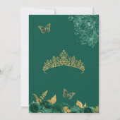 Invitation Emerald Green & Gold Floral Butterfly Quinceañera (Dos)
