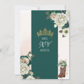 Invitation Emerald Green Gold Floral Crest Charro Quinceanera (Dos)