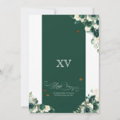 Invitation Emerald Green Gold Floral Papillons Quinceanera  (Dos)
