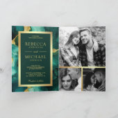Invitation Emerald Green Gold Fluid Ink QR Code Wedding (Intérieur)