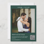 Invitation Emerald Green Gold Frame QR Code Photo (Dos)