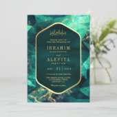 Invitation Emerald Green Gold Gemstone Mariage musulman (Debout devant)