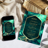 Invitation Emerald Green Gold Gemstone Mariage musulman