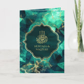 Invitation Emerald Green Gold Gemstone QR Code Mariage musulm (Devant)