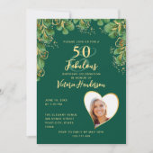 Invitation Emerald Green & Gold Greenery 50 & Fab Anniversair (Devant)
