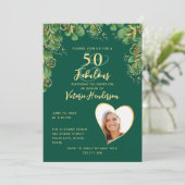 Invitation Emerald Green & Gold Greenery 50 & Fab Anniversair (Debout devant)