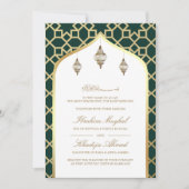 Invitation Emerald Green Gold Hangterns Mariage musulman (Devant)