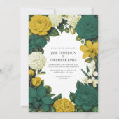 Invitation Emerald Green, Gold & Ivory Floral Wedding (Devant)