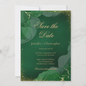 Invitation Emerald Green Gold Marble Wedding Save The Date (Devant)