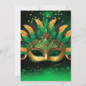Invitation Emerald Green Gold Masks Masquerade Birthday Party (Dos)