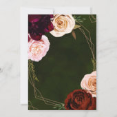 Invitation Emerald Green & Gold Modern Dark Floral Mariage (Dos)