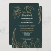 Invitation Emerald Green Gold Modern Drake Feuille Mariage (Devant / Derrière)