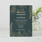 Invitation Emerald Green Gold Modern Drake Feuille Mariage (Debout devant)