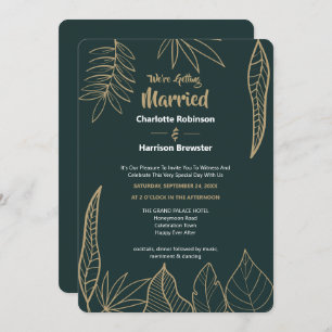 Invitation Emerald Green Gold Modern Drake Feuille Mariage
