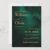 Invitation Emerald Green & Gold Modern Élégant Mariage PHOTO (Devant)