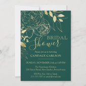 Invitation Emerald Green & Gold Modern Floral Fête des mariée (Devant)